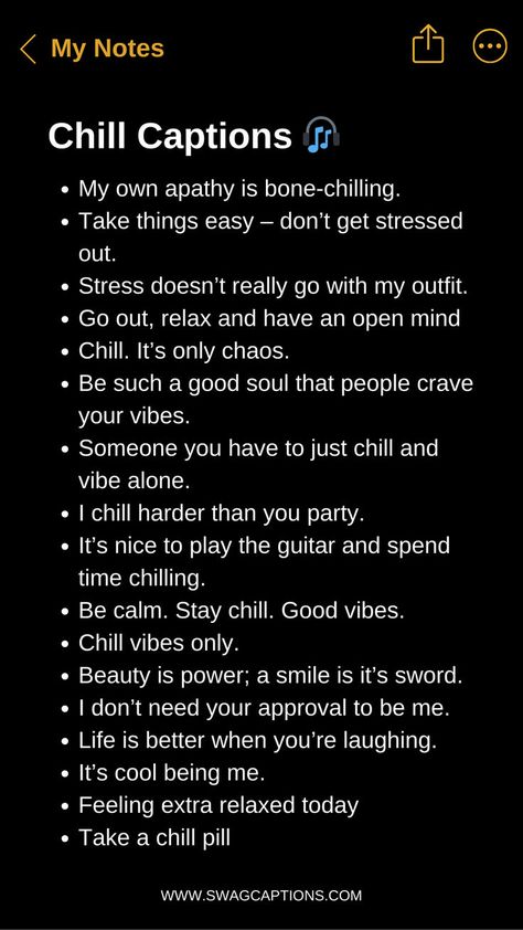 Looking for the perfect way to complement your laid-back vibes on social media? Check out our collection of Chill Captions for Instagram! Whether you're lounging by the pool, enjoying a lazy Sunday, or just embracing a relaxed lifestyle, these cool and calm captions will add the perfect touch to your posts. From witty one-liners to mellow quotes, find the ideal caption to match your chill aesthetic and make your Instagram feed effortlessly stylish. If We Vibe We Vibe Quotes, Sunday Chill Quotes, Captions For Instagram Chill, Relaxing Captions Instagram, Threads Instagram Post Ideas, Chilling Captions For Instagram, Relax Captions For Instagram, Chill Ig Captions, Just Chilling Quotes