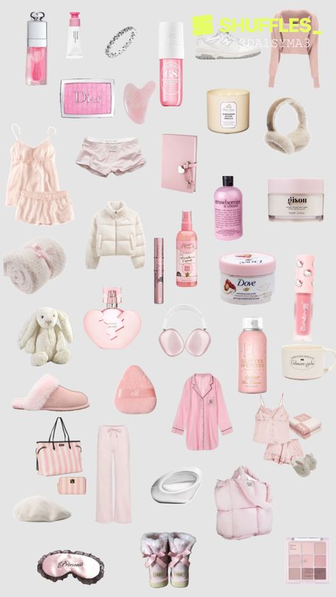 Pink Aesthetic Christmas, Birthday Wishlist Ideas, Wishlist Pink, Wish List Ideas, Make Up Aesthetic, Pink Gift Basket, Xmas List Ideas, Makeup Beauty Room, Pinky Girls