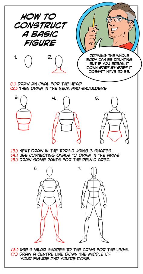 How to Draw Bodies Basic Anotamy Drawing, Male Body Drawing Guide, Body Sketches Tutorial Male, How To Draw Limbs, How To Draw Human Bodies, Male Body Sketch Tutorial, Buff Body Drawing, Comic Book Drawing Sketches, How To Draw Male Bodies Anatomy