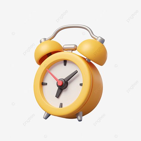 Alarm Clock Png, Yellow Alarm Clock, Desk Clock Design, Clock Png, Alarm Clock Design, Yellow Png, Time Png, Square Clocks, Cute Clock