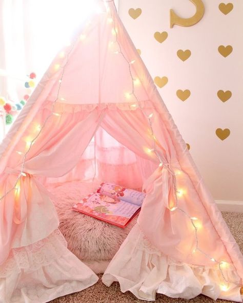 Agere Room, Kawaii Photoshoot, Kawaii Nezuko, Unicorn Kids Room, Kawaii Rooms, Princess Tent, Girls Tent, Lace Teepee, Lil Space