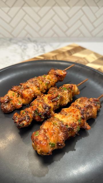 Butter Chicken Skewers, Chicken Skewer Recipe, Lemon Butter Chicken, Crispy Pork Belly, Skewer Recipes, Air Fried Chicken, Crispy Pork, Asian Foods, Boneless Chicken Thighs