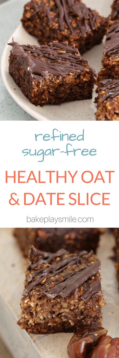 Place the chopped dates into a saucepan with the water. Simmer for approximately 15 minutes or until softened and the mixture has started to thicken. Healthy Slices, Date Biscuits, Date Slice, Lunchbox Kids, Slice Recipes, Chopped Dates, Healthy Slice, Slices Recipes, Healthy Oatmeal