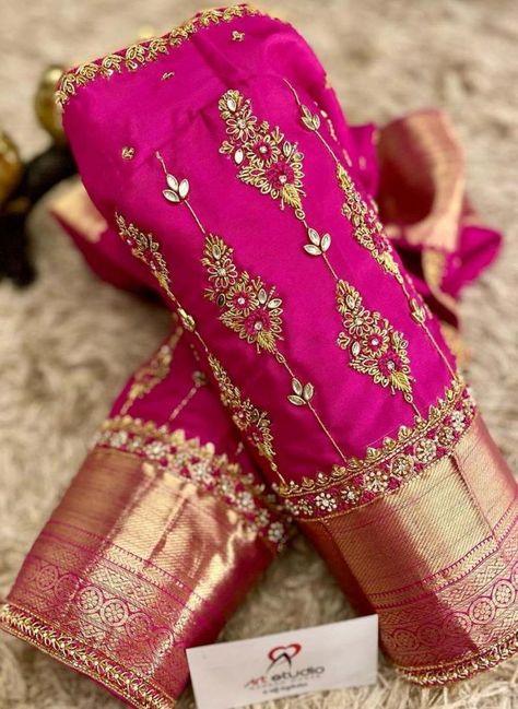 Work Blouse Sleeve Designs, Blouse Sleeve Designs, Silk Sarees Bridal, Stone Work Blouse, Maggam Blouses, Sarees Bridal, Blue Blouse Designs, Cutwork Blouse, Latest Bridal Blouse Designs