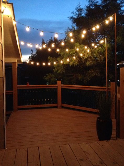 Outdoor Deck Lighting, Ideas Terraza, Garden String Lights, Lights Ideas, Patio Deck Designs, Patio String Lights, Deck Lights, Backyard Lighting, Backyard Deck