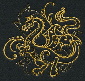 Dragon Filigree (Goldwork) design (L9709) from www.Emblibrary.com Sewing Embroidery, Tattoo Flash Art, Flash Art, Embroidery Library, Gold Work, Youtube Tutorials, Creative People, Flash Tattoo, Fairy Tale