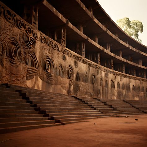 Close ups of The Grand Stand #bullfightingarena . . . . . #culturalbuilding #africanarchitecture #africanai #africanaiart #Africa #blackart #midjourneyarchitect #midjourney #archdaily #designboom #archhunter #archgini #architizer #digitalartists #HannahBeachler #setdesign #productiondesign #aiart #adjayeassociates #digitalart #aiartists Afro Futurism Architecture, Futurism Architecture, Africa House, Afro Futurism, Luxurious Houses, Villa Project, Futurism Art, African Architecture, Female Samurai