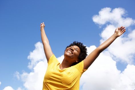 Cheerful young woman with hands raised t... | Premium Photo #Freepik #photo #background #people #blue-background #summer Garment Of Praise, Massage Envy, Frugal Lifestyle, Overcome The World, Image Film, Bible Translations, Joy Of The Lord, Mid Life Crisis, Fulfilling Life