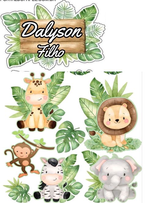 Safari Cake Topper Printable, Safari Topper, Zoo Cake Topper, Jungle Cake Topper, Diy Cake Topper Printable, Jungle Theme Cake, Safari Cake Topper, Jungle Safari Cake, Topper Safari