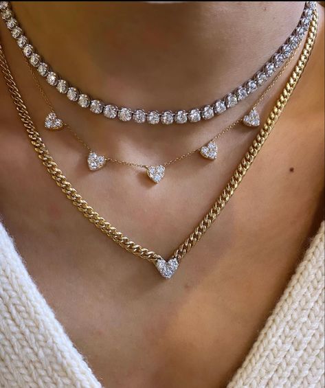 Swarovski Jewelry Necklace Diamonds, Diamond Layered Necklace, Jewelry Trend 2024, Diamond Necklace Designs, Luxe Jewelry, Earrings Design, Diamond Jewelry Designs, Dope Jewelry, Popular Fashion