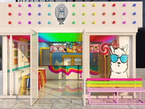 Small Ice Cream Shop, Candy Store Design, Store Interior Design, Yogurt Shop, Candy Display, Shop Bar, Store Design Interior, Ice Cream Shop, Restaurant Interior Design