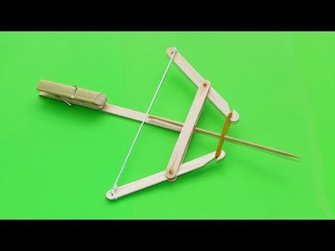 Popsicle Stick Crossbow, Popsicle Stick Ideas, Popsicle Stick Diy, Diy Crossbow, Survival Life Hacks, Popsicle Stick Crafts, Bow And Arrow, Origami Crafts Diy, Crossbow