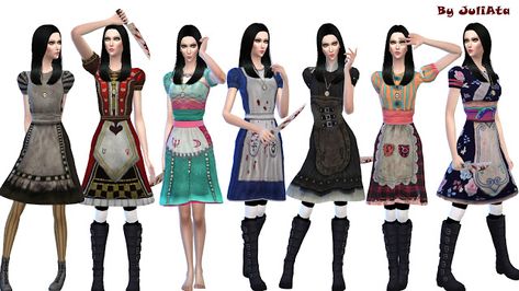 Sims 4 CC's - The Best: Alice Dress by JuliAta Sims 4 Controls, Sims 4 Cc Eyes, Alice Dress, Alice In Wonderland Dress, Bratz Doll Outfits, Sims 4 Cas Mods, Sims 4 Anime, Sims 4 Cc Skin, Alice Madness