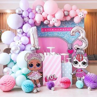 Pastel LOL surprise party! 💕 By: @soo.glammy @pryatki_show #balloons #balloonarch #pastels #lolsurpriseparty #lolsurprisedoll #pastelballoons #desserts #desserttable #party #events #celebrate #inspo #inspiration #partyinspiration #partyideas #partyplanner #ideas Lol Surprise Balloon Garland, Lol Doll Balloon Garland, Photozone Ideas, Lol Surprise Party, Surprise Party Decorations, Suprise Birthday, Birthday Decorations Kids, Birthday Party Decorations Diy, Barbie Birthday Party