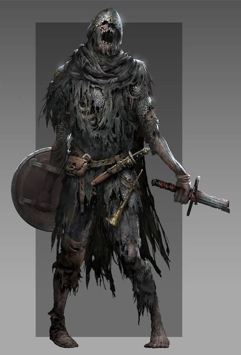 Dungeon Monsters Concept Art, Undead Concept Art, Fantasy Zombie Art, Undead Viking, Zombie Knight, Zombie Warrior, Zombie Rpg, Fantasy Undead, Fantasy Zombie