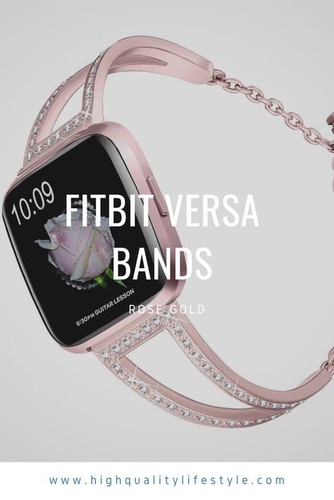 Fitbit Versa Replacement Bands for Women made of Stainless Steel Metal. This Fitbit Versa band has the Jewelry look, fits like Bracelet or Bangle on your Wrist. Fitness Smart Watch, Free Samples By Mail, Rose Gold Watch, Gold Watch, Fitbit, Metal Jewelry, Apple Watch, Birthday Wishes, Bangle Bracelets