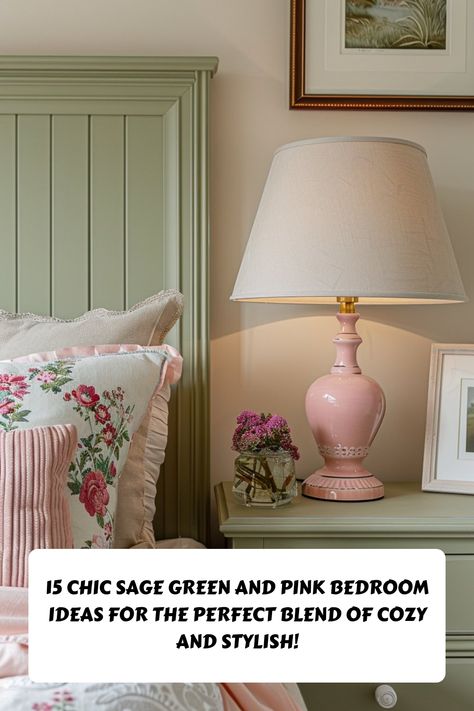 Bring a fresh and cozy vibe to your bedroom with these 15 sage green and pink inspirations! 🌿🌸 Perfect for a soft, chic look that’s both stylish and soothing. #BedroomInspo #SageGreen #PinkDecor Sage And Dusty Rose Bedroom, Sage And Pink Room Aesthetic, White Brown Green Pink Bedroom, Pink And Green Bedrooms, Green And Mauve Bedroom, Pink And Green Girls Bedroom, Sage And Pink Bedroom, Pink And Green Bedding, Green Pink Bedroom