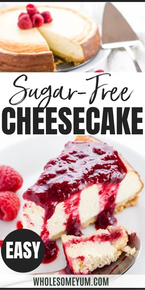 Sugar Free Desserts Easy, Low Carb Cheesecake Recipe, Sugar Free Cheesecake, Low Carb Low Fat Recipes, Postre Keto, Sugar Free Baking, Sugar Free Recipes Desserts, Wholesome Yum, Recipe Low Carb