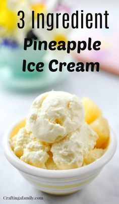 When you need an easy to make simple ingredient dessert for family or a dinner party Easy 3 Ingredient Pineapple Ice Cream is the perfect recipe. With a food processor or blender, it comes together quickly with simple delicious pineapple. It is so close to Dole Whip you get at Disney. #pineappleicecream #dolewhip #icecream #pineapple #craftingafamily Dessert For Family, Pineapple Ice Cream Recipe, Pineapple Ice Cream, Ice Cream Crafts, Cuisinart Ice Cream, Easy Ice Cream Recipe, Recipes With Whipping Cream, Ice Cream Maker Recipes, Easy Ice Cream