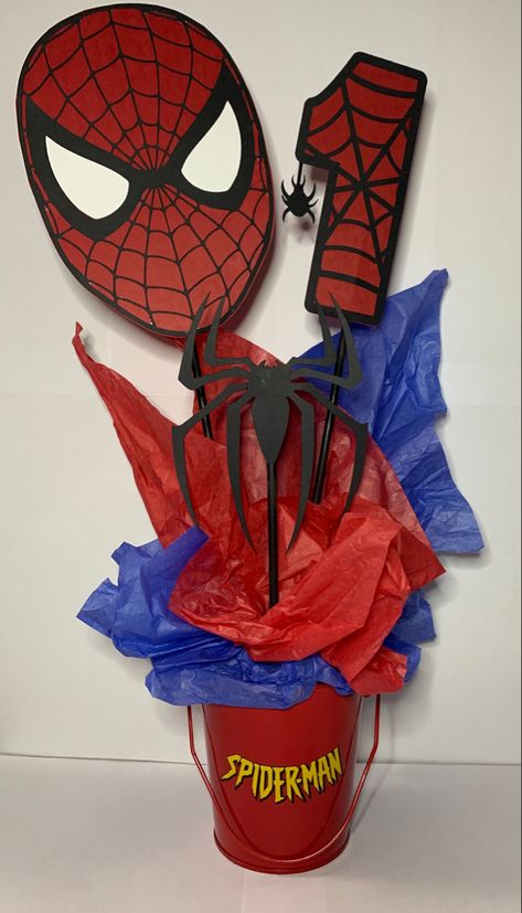 Diy Spider Man Centerpieces, Spiderman Party Centerpieces, Spidey And His Amazing Friends Birthday Centerpieces, Spider Man Centerpieces Birthdays, Spiderman Table Centerpieces, Spiderman Centerpieces, Spiderman Centerpiece Ideas, Spider Man Centerpieces, Spiderman Birthday Party Decorations