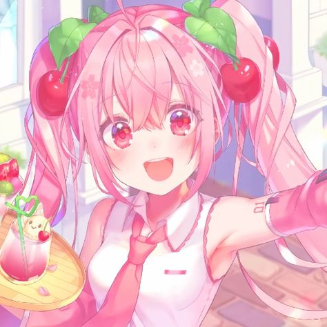 Cherry Hatsune Miku, Pink Hatsune Miku, Sakura Miku Pfp, Sakura Miku Icon, Cherry Miku, Sakura Hatsune Miku, Pink Miku, Miku Pfp, Miku Hatsune Chibi