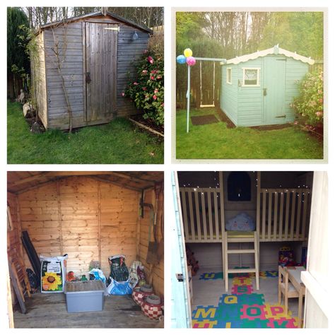 Shed To Playhouse Kids, Shed Into Playhouse, Kids Shed, Shed Playhouse, Diy Kids Playground, Childrens Playhouse, Manly Things, Art Shed, Tree House Diy