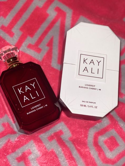 I am in love with the cherry smell 🍒 Kayali Perfume Cherry, Cherry Smell Aesthetic, Kay Ali Burning Cherry Perfume, Lovefest Burning Cherry, Cherry Perfume Fragrance, Cherry Almond Perfume, Fragrances Perfume Woman, Perfume Collection Fragrance, I Am In Love