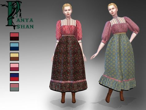 The Sims Resource - Rada Folk Dress Soviet Clothes, Slavic Clothing, Sims 4 Decades Challenge, Russian Clothing, Cowgirl Dresses, Folk Dress, Russian Folk, Folk Dresses, Victorian Clothing