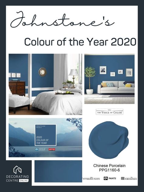 Johnstone’s TOP Colour of 2020 | FEATURING Johnstone’s Trade Paint | Decorating Centre Online Johnstones Paint Wall Colors, Dark Blue Bedroom Paint, Navy Blue Shades, Blue Bedroom Paint, Bay Window Design, Blue Hallway, Dark Blue Bedrooms, Porter Paint, Building Extension