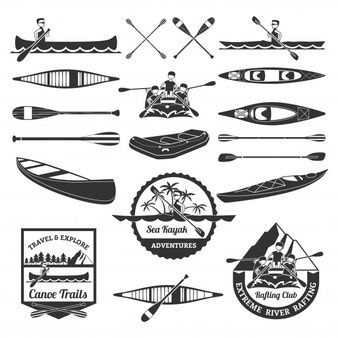 Canoeing sport icons set, simple style | Premium Vector Canoe Club, Club Badge, Kayak Adventures, Kayak Trip, Sea Kayaking, Canoes, Canoe And Kayak, Canoeing, Badge Design