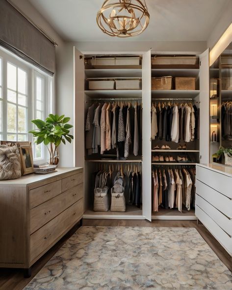 80 Modern & Classy Closet Design Ideas Closet Design Layout Walk In, Modern Farmhouse Closet, Primary Closet Design, Men’s Closet, Walk In Closet Wallpaper, Modern Walk In Closet Design, Closet Room Design, Reach In Closet Ideas, Small Walkin Closet Ideas