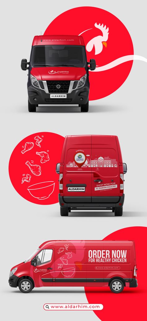 Chicken-Meat-Brand-Vehicle-Branding Chicken Branding Design, Food Truck Wrap Design, Food Van Design, Vehicle Graphics Branding, Trunk Design, Vehicle Branding, Branding Concept, Car Food, Corporate Id