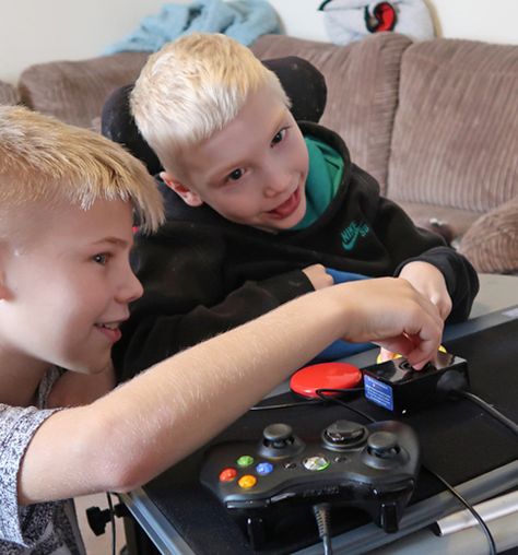 Kids Playing Game Proof, Kids Playing Games Videos, Hookup Proof, Kids Playing Video Games, Kids Playing Games, Physically Disabled, Play Stations, Fridge Photos, Therapeutic Recreation