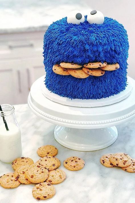 63 Amazing Cake Ideas For Your Child’s Next Birthday Party B8rthday Cake Ideas, Biscuit Birthday Cake, Cookie Monster Cake Ideas, Food Theme Cake, Granny Cakes, Two Year Old Cake, Boy Cake Ideas, Child Birthday Cake, Fun Birthday Cakes