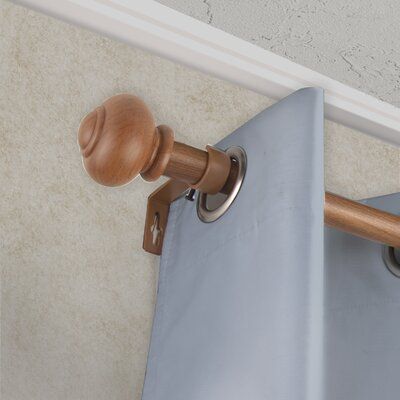 Decorate your window with this new premium design curtain rod. This rod is made of a solid steel pole with high-quality finials that will add a sophisticated touch to your window Size: 120" - 170" W, Finish: Chestnut Wood Curtain Rod, Mid Century Curtains, Wood Curtain Rods, Curtain Hangers, Window Rods, Curtain Rod Holders, Wood Curtain, Window Size, Window Curtain Rods