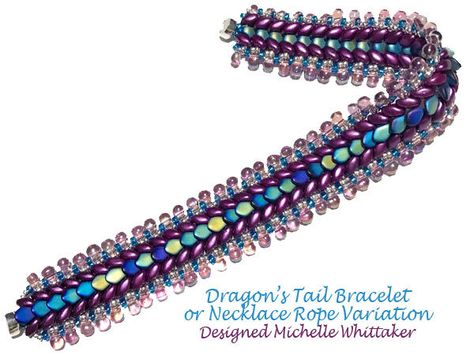 Dragon's Tail Bracelet (Or Neckalce Rope) Needlework Tutorial PDF by MKWDesigner on Etsy Dragon Bracelet Pattern, Seed Bead Rope, Dragon Scale Beads Pattern Tutorials, Beaded Dragon Necklace, Beaded Crochet Rope Patterns, Necklace Rope, Bead Matted, Dragon Tail, Bead Weaving Tutorials