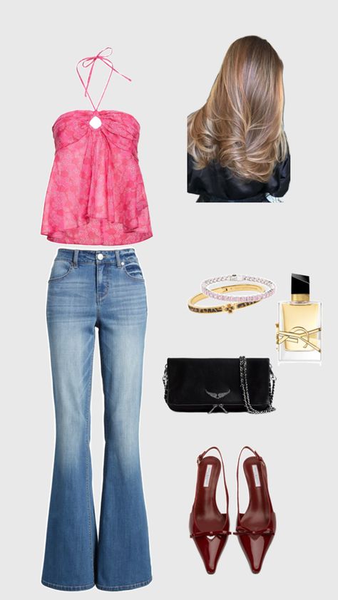 High heels with jeans, a good combo for summer fit, it girl, scandivian outfit. Scandivian Outfit, Flare Jeans And Heels Outfit, Flare Jeans With Heels, Flare Jeans And Heels, Flared Jeans Outfit Summer, Jeans And Heels Outfit, It Girl Outfit, Jeans Heels Outfit, Flare Jeans Outfit