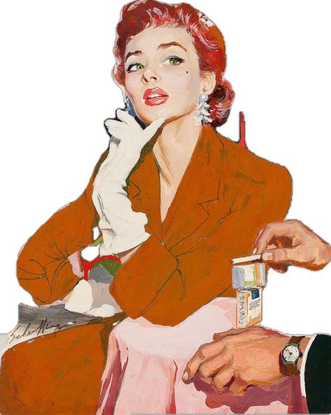 Vintage Redhead, Fashion Png, 1940s Woman, Retro Style Posters, Pin Up Vintage, History Posters, Glamour Shots, Illustrator Artist, Pulp Art