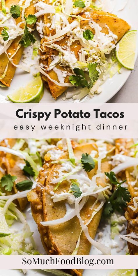 Crispy potato tacos are an easy vegetarian and gluten-free taco recipe that takes 20 minutes to make! Crispy Potato Tacos, Wallpapers Food, Tattoo Food, Vegetarian Tacos Recipes, Chicken Aesthetic, Aesthetics Food, Vegetarian Taco, Tacos Recipes, Food Wallpapers