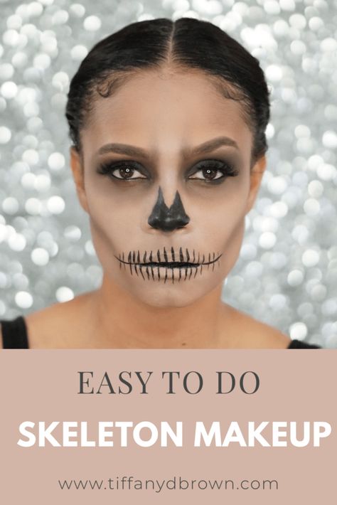 Easy Skeleton Makeup Diy Kids, Skeleton Makeup Easy Tutorials, Skeleton Makeup Diy, Easy Skeleton Makeup Tutorial, Pretty Skeleton Makeup, Skeleton Costume Diy, Easy Skeleton Makeup, Halloween Last Minute, Skeleton Face Makeup