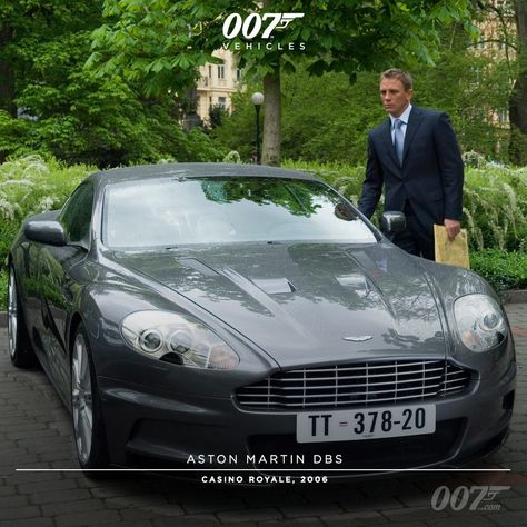 After a 35-year hiatus, the Aston Martin DBS was again the vehicle of choice for 007 in CASINO ROYALE. The Aston is issued to Bond by MI6 to add weight to his cover as a professional poker player, albeit with a Walther P99 in the glove compartment. Craig Bond, 007 Casino Royale, Street Dreams, Daniel Graig, James Bond Cars, James Bond Style, Daniel Craig James Bond, Bond Cars, Aston Martin Cars