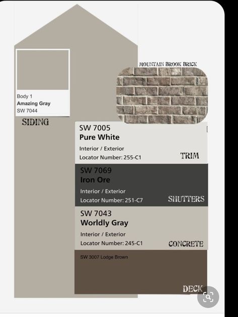 Adding Stone To Brick House Exterior, Painted Exterior Siding, Exterior House Colors With Light Brick, Light Brown Exterior House Colors, Greige Exterior House Colors White Trim, Beige Siding House Color Schemes, Black Roof House Colors, Beige Exterior House, Tan Brick House Exterior Color Schemes