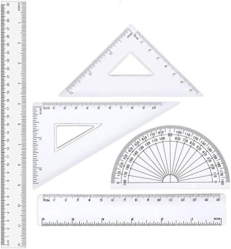 Home Library Study, Library Study Room, Clear Ruler, Triangle Ruler, Ruler Set, Library Study, Stationary School, Plastic Design, Measurement Tools