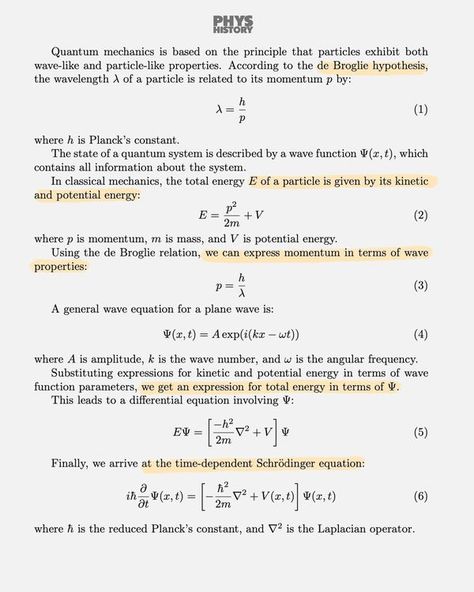 Physics Is Fun | Derivation of time-dependent Schrödinger's equation using wave mechanics ✍️ | Facebook Waves In Physics, Planck Constant, Kinetic And Potential Energy, Wave Function, Potential Energy, Physics And Mathematics, Quantum Mechanics, Physics