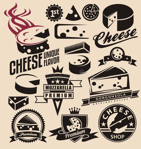 Cheese. Set of cheese emblems, symbols, logo design concepts, badges, signs, ico , #AD, #symbols, #logo, #design, #emblems, #Cheese #ad Cheese Logo Design, Cheese Logo, Creative Logo Ideas, Collection Illustration, Creative Typography, Games For Teens, Dairy Products, Png Vector, Design Concepts