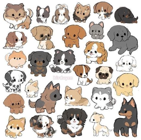 Dog Art Sketch, Sketches Dog, Chibi Dog, Dog Kawaii, Cute Dog Drawing, Cute Dogs Images, Cute Easy Doodles, Kawaii Dog, Cute Small Animals