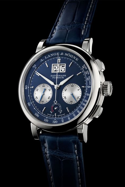 A Lange Sohne Datograph up-Down Blue Dial White Gold 2024 - ALS_405_028 - 6 A Lange Sohne, Laurent Ferrier, Geneva Watch, Iwc Pilot, Monochrome Watches, Skeleton Watches, High End Watches, Fine Watches, Gold Case