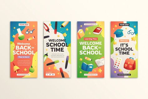 Free Vector | Gradient back to school instagram stories collection Back To School Design Graphic, Back To School Graphic Design, School Instagram Stories, Back To School Poster, School Bookmarks, School Instagram, Kids Graphic Design, Instagram Storie, Welcome To School