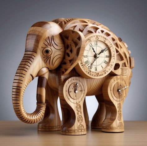 Wooden Mannequin, Elephant Clock, Elephant Home Decor, Handmade Clocks, Timeless Interiors, Tree Carving, Cnc Design, Elephant Decor, Elephant Love