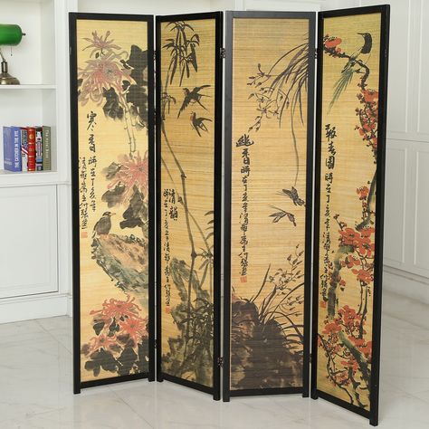 Freestanding Room Divider, Folding Room Divider, Bamboo Room Divider, Bamboo Screening, Floor Screen, 4 Panel Room Divider, Bamboo Panels, Folding Room Dividers, Divider Screen